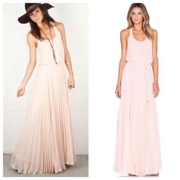 Parker Dresses & Skirts - Parker Racerback Pleated Maxi Dress Pale Pink SM